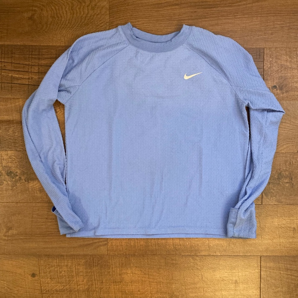 Nike Running Light Blue Periwinkle Long Sleeve Dri-FIT Textured Pullover Women L